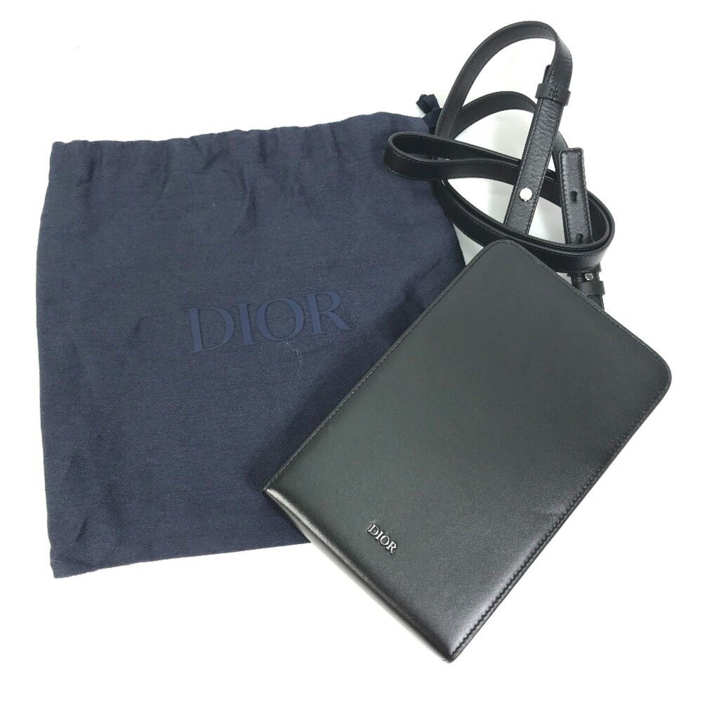 CHRISTIAN DIOR Black Leather Pochette Shoulder Bag - Picture 16 of 16